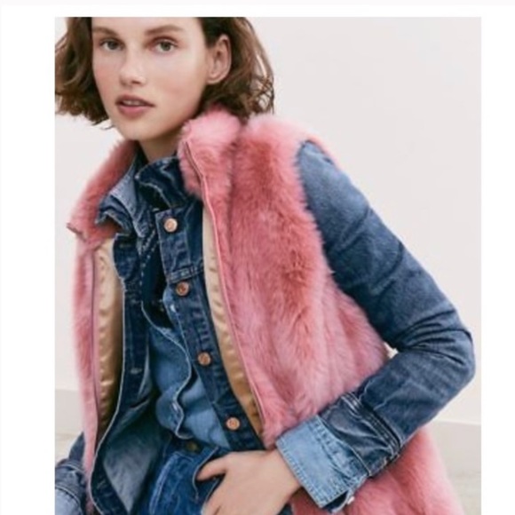 J. Crew Pink Fur Vest S